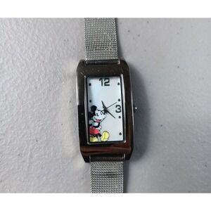 Disney Accutime MK2053 Rectangular Metal-Band Mother-of-Pearl Mickey Mouse Watch